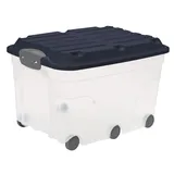 Rotho Aufbewahrungsbox Roller 6 mit Rollen und Deckel 57 L midnight blau