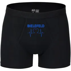 multifanshop Herren Boxer Short - Bielefeld - Herzschlag - Druck blau - Unterwäsche