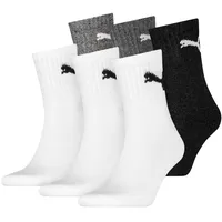 Puma Unisex Sportsocken, 6 Paar - Short Crew Socks, Tennissocken, einfarbig Weiß/Grau 47-49