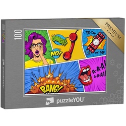puzzleYOU Puzzle Schreiende Sprechblasen und Explosion, Comic-Stil, 100 Puzzleteile, puzzleYOU-Kollektionen Comic