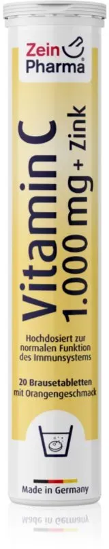 ZeinPharma Vitamin C + Zink Brausetabletten 1.000 mg Brausetabletten zur Unterstützung des Immunsystems 98 g