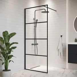 Badplaats Essos Duschwand 80 x 200 cm Schwarz Sicherheitsglas