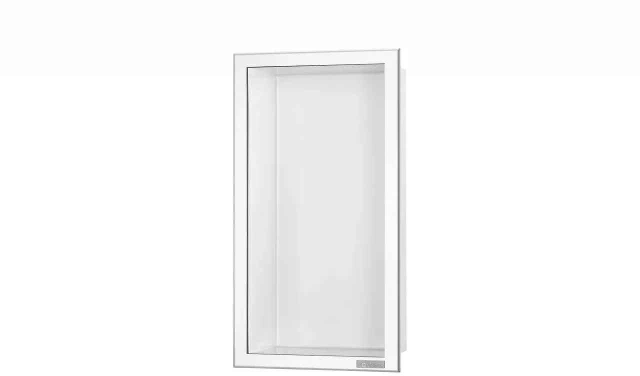 ESS BOX 10 Weiß Wandnische 15x30x10 cm mit Rahmen Poliert, inkl. Rohbauset, BOX-15x30x10-PW BOX-15x30x10-PW