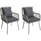 Proregal Gartenstuhl Aluminium Dunkelgrau 2er Set