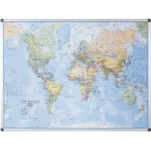 Bi-Office Whiteboard Weltkarte 120 x 90 cm Silber