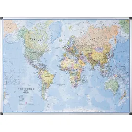 Bi-Office Whiteboard Weltkarte 120 x 90 cm Silber