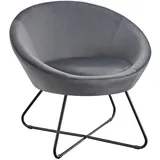 Tectake Cocktailsessel, gepolstert, mit Bouclé- oder Samtbezug, pulverbeschichtetes Stahlgestell, 83 x 73 x 82 cm, Wohnzimmer, Sessel, Polstersessel