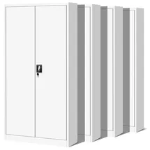 Jan Nowak 4er Set Aktenschrank C001H Büroschrank Metallschrank Stahlschrank Werkzeugschrank Stahlblech Pulverbeschichtet Flügeltürschrank Abschließbar 195 cm x 90 cm x 40 cm (weiß/weiß)