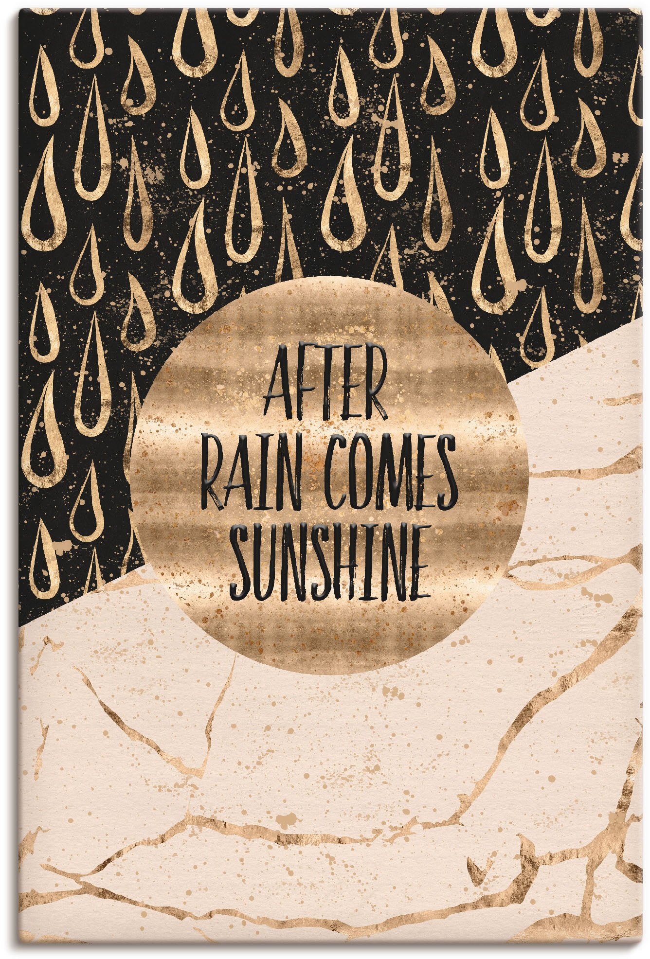 Artland Wandbild »Nach Regen kommt Sonnenschein«, Sprüche & Texte, (1 St.) Artland goldfarben