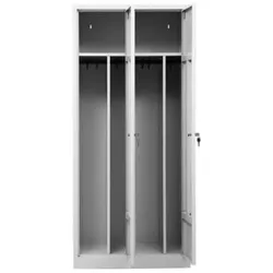 PROREGAL Garderobenspind Camel | 2-Fach mit Pro-Aufteilung| HxBxT 180x80x50 cm | Zylinderschloss | Grau