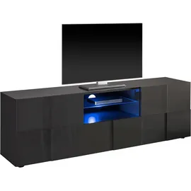 INOSIGN Lowboard INOSIGN "Dama Breite 181 cm, TV-Board 2 Türen, 1 Schubkasten, TV-Schrank", grau (anthrazit hochglanz lack), Sideboards, Lowboard, Front in 3D-Optik, viel Stauraum, verschiedene Farben
