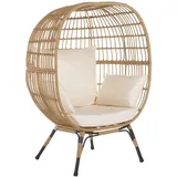 Beliani Gartensessel Rattan 0 x 0 x 0 cm Beige mit Kissen