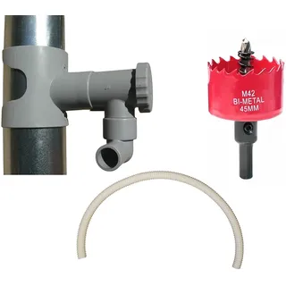 Capt'eau Récupérateur D'eau de Pluie Pour conduits Circulaire (Gris) + 60CM Tuyau Gris + Scie Cloche Premium BI Metal