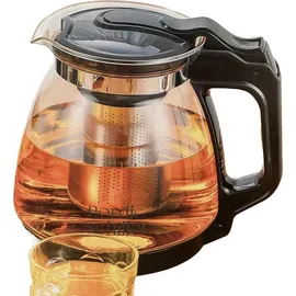 nordic schiller Teekanne Glas mit Deckel, und Siebeinsatz, Edelstahl (1700ml)