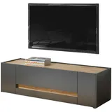 furn.design Lowboard Center Grau, Eiche Wotan, Holzwerkstoff, Nachbildung,Eiche, Uni, 1 Schubladen, 140x40x45 cm, Wohnzimmer, Wohnwände, Lowboards, Lowboards stehend