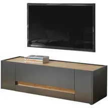 furn.design Lowboard Center Grau, Eiche Wotan, Holzwerkstoff, Nachbildung,Eiche, Uni, 1 Schubladen, 140x40x45 cm, Wohnzimmer, Wohnwände, Lowboards, Lowboards stehend