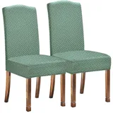 KELUINA Stretch Wasserabweisende Twill Jacquard Esszimmer Stuhlhussen Home Decor, Stuhlhussen für Esszimmerstühle Restaurant Hotel Zeremonie (Matcha Grün,2 Stück)