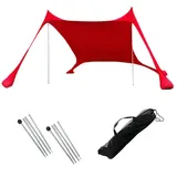 Refttenw Strandmuschel Strandzelt Pop-Up Campingzelt UV-Schutz UPF 50+, Personen: 3, für Strand Picknick Camping rot