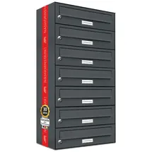 AL Briefkastensysteme 7er Premium Briefkasten Anthrazit inkl. Zeitungsfach