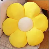 LANFIRE Kissen mit Blumen Bodenkissen Sitzkissen im Innenhof Dekokissen aus Plüsch Sitzkissen (50CM, Gelb)