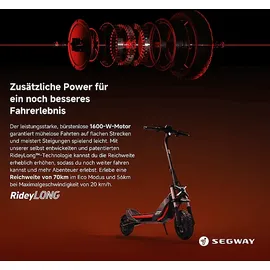 Segway-Ninebot SEGWAY ZT3 Pro D E-Scooter (11 Zoll, Schwarz / Rot)