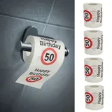 Toilettenpapier 4er Set "Happy Birthday50" │50.Geburtstag 24 Meter 2-lagig 180gr/qm │ Klopapier Motivpapier WC-Papier (4 x Toilettenpapier 50)