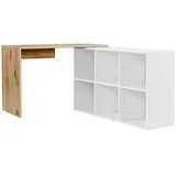 mokebo® mokebo Eckschreibtisch Eiche, Weiß, Holzwerkstoff, 112x77x54 cm, Arbeitszimmer, Schreibtische, Eckschreibtische