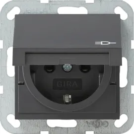 Gira Steckdoseneinsatz 16 A 250 V~ mit Klappdeckel und Shutter Anthrazit 1 St.