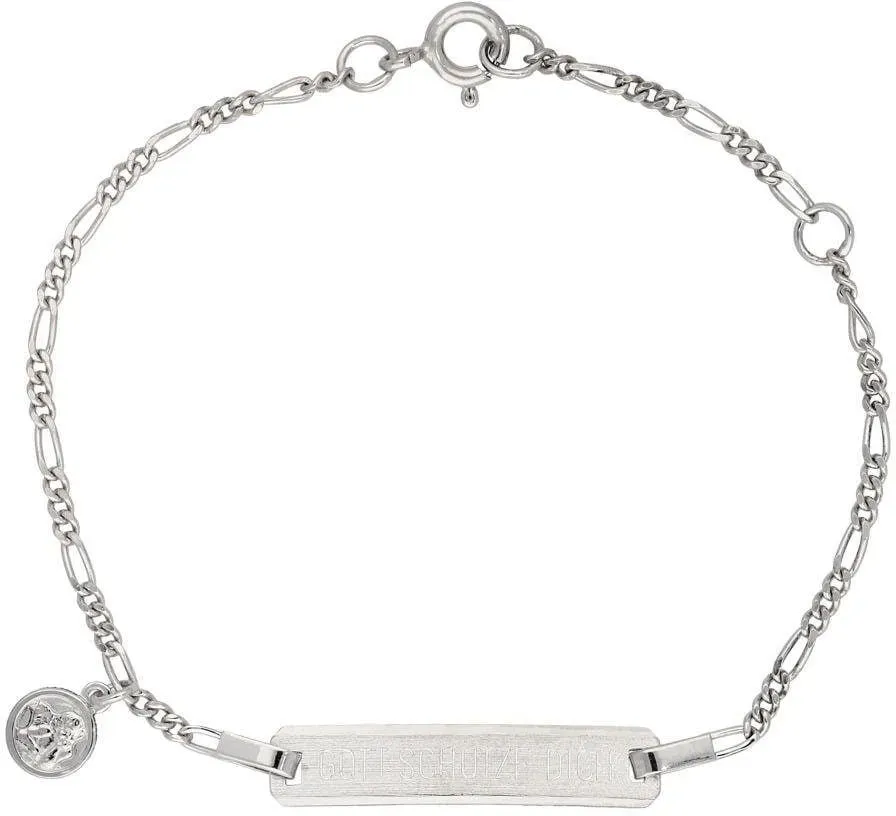 Armband FIRETTI "Schmuck Geschenk Silber 925 Armschmuck Armkette Figarokette Engel", silber (silberfarben), Armbänder, Silber 925 (Sterlingsilber), mit fester Gravur "Gott schütze Dich"