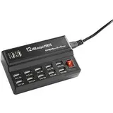 Fabas Luce USB Mehrfach Ladegerät 12 Ports maximal 45W mit Schalter Kunststoff und Metall Schwarz für Fabas Luce Akkuleuchten
