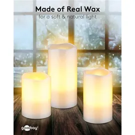 goobay LED-Echtwachskerzen 3 St. weiß