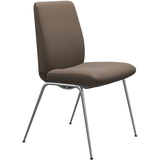 Polsterstuhl STRESSLESS "Laurel", braun (mole batick, chrom matt), B:57cm H:92cm T:59cm, Leder BATICK: BATICK ist ein leicht korrigiertes, durchgefärbtes und genarbtes Möbelleder, bei dem die meisten Unebenheiten und Spuren in der Regel entfernt wurden., Stühle, Polsterstuhl, Low Back, Größe L, mit Beinen aus Stahl in Chrom matt