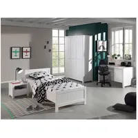 Lomadox Jugendzimmer Kinderzimmer Set weiß, Bett Kleiderschrank, Schreibtisch, Nachttisch