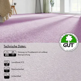 Andiamo Teppichboden ANDIAMO "Ines, Kräuselvelours, Gesamthöhe 8,5 mm, Luxusklasse LC2", lila (dunkellila), B:400cm L:700cm, Kunstfaser, Teppiche, Uni Farben, Breite 400 cm, strapazierfähig & pflegeleicht