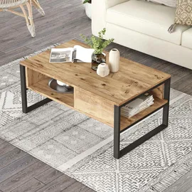[en.casa] Couchtisch Laukaa Beige Eiche 100 x 60 x 44,5 cm