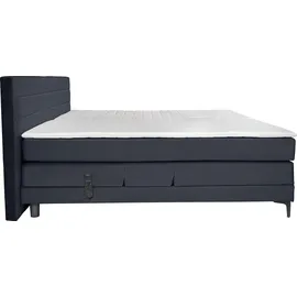 Alina Boxspringbett ALINA "Powell", blau (blau gcp 106), B:192cm L:212cm, Chenille GCP (100% Polyester), Komplettbetten, Boxspringbett, inkl. Motor, Matratze und Topper, in unterschiedlichen Ausführungen