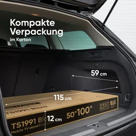 ONKRON TV Ständer rollbar für 50-100 Zoll bis 120 kg, neigbar, Schwarz TS1991-B