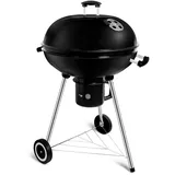 SUNJAS Holzkohlegrill BBQ Kugelgrill XXXL Standgrill Deckel Grill Rädern und Griff Schwarzer emaillierter Grillwagen Rundgrill Kohlegrill - Schwarz