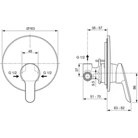 Ideal Standard Alpha Duscharmatur Einhandmischer Unterputz Chrom A7184AA