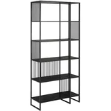 Actona Mid.you Regal Schwarz, Holzwerkstoff, 5 Fächer, 85x185x35 cm, Wohnzimmer, Regale, Bücherregale