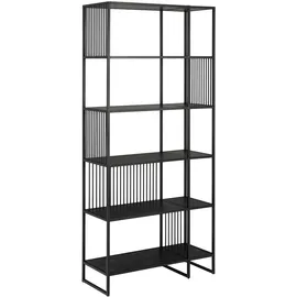 Actona Mid.you Regal Schwarz, Holzwerkstoff, 5 Fächer, 85x185x35 cm, Wohnzimmer, Regale, Bücherregale