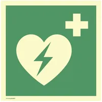 moedel - warnen-sichern-kennzeichnen Schild Defibrillator AED“, 148x148mm