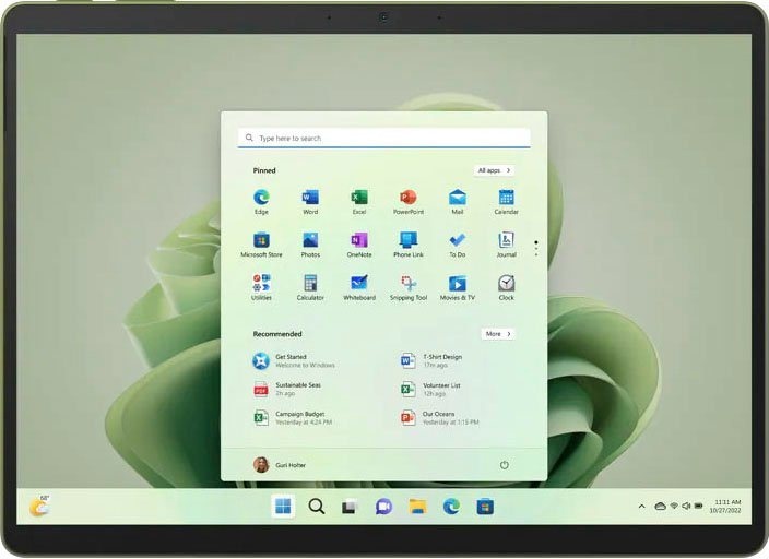 Microsoft Surface Pro 9 Convertible Notebook (33,02 cm/13 Zoll, Intel Core i5 1235U, Iris Xe Graphics, 256 GB SSD) grün 