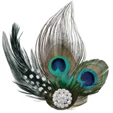 Balinco Pfauenfedern Kopfschmuck Damen, 20er Jahre Haarschmuck, Elegantes Charleston & Flapper Accessoire, Federstirnband 1920er, Karneval, Fasching