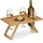 Relaxdays Picknick Weintisch, klappbar, HBT: 20x40x30 cm, Halterung 4 Weingläser & 1 Flasche, Bambus Weintablett, Natur
