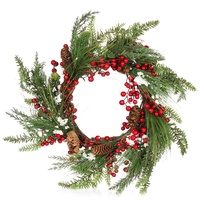 Türkranz Weihnachten - Adventskranz mit Pinienzapfen, Beeren und Blättern -