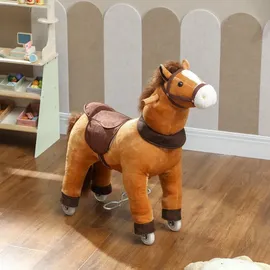 aiyaplay Reitpferd, Spielpferd zum Reiten mit Sattel Rollen, 75 cm Stehpferd Plüschpferd