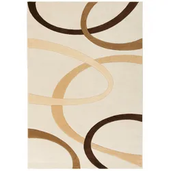 Teppich MY HOME "Bill" Gr. 5, beige (natur), B:200cm H:10mm L:200cm, Kunstfaser, Teppiche, mit handgearbeitetem Konturenschnitt, Kurzflor, elegant, 3D-Design