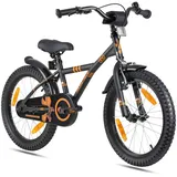 PROMETHEUS BICYCLES Kinderfahrrad 18 Zoll ab 5-6 Jahre mit Rücktritt und V-Brake SCHWARZ|SCHWARZ|orange 18"