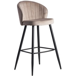 KADIMA DESIGN Barhocker ADIGE: Skandinavisches Design, Samtbezug, Metallbeine, 110 kg Belastung, Beige Farbe.